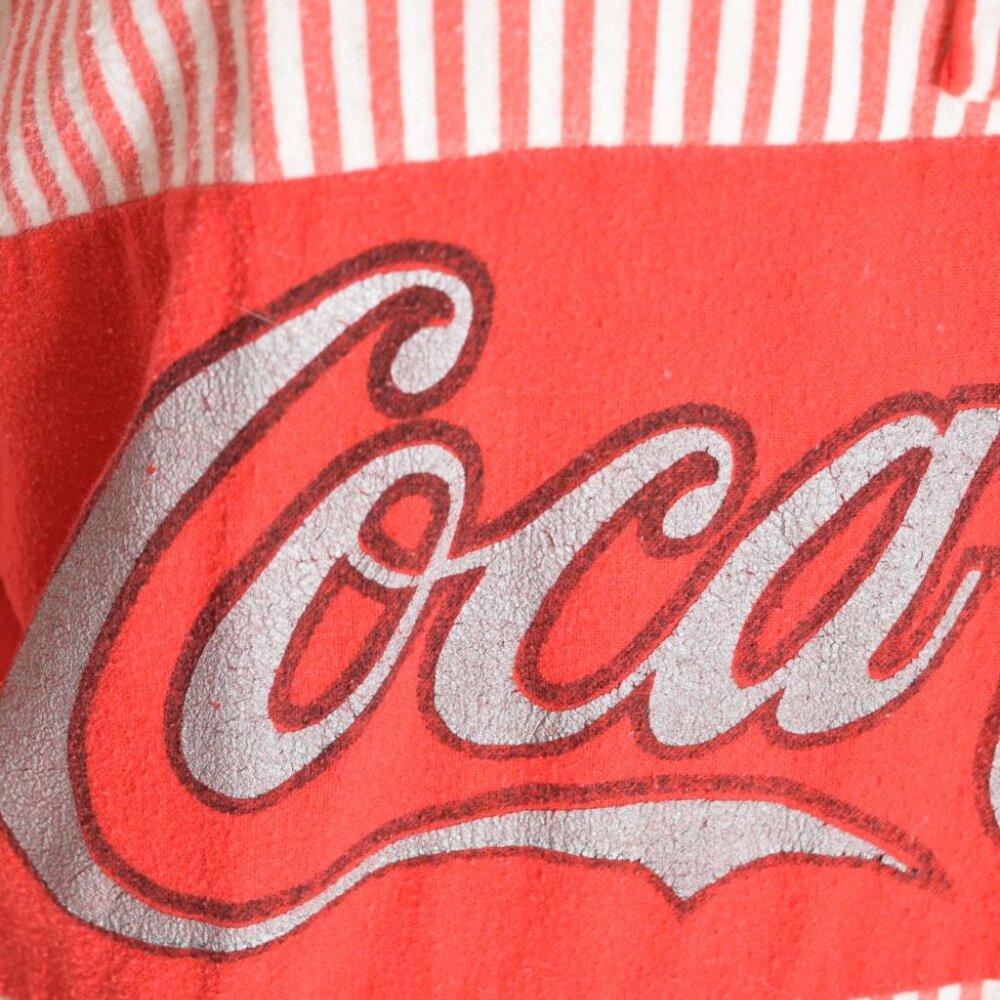 vintage 80s nightgown dress red striped flannel COCA COLA print long maxi - Picture 4 of 9